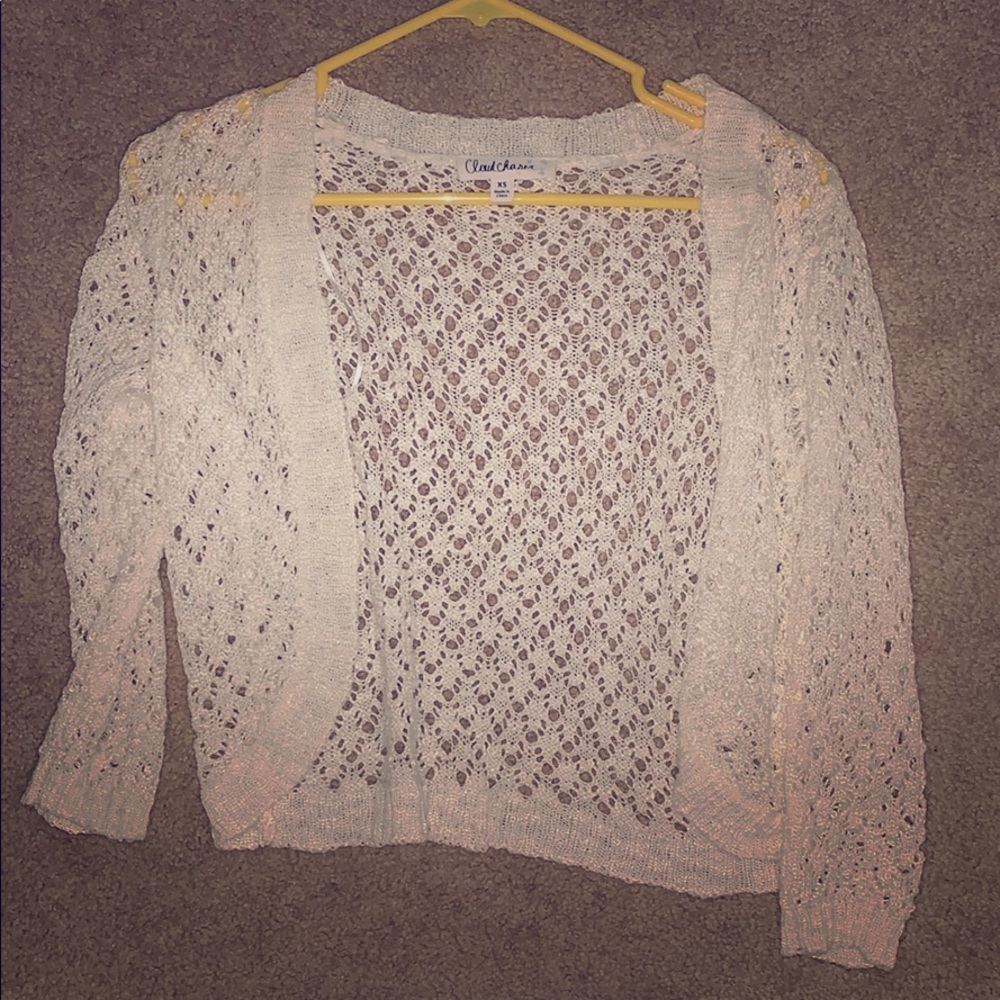 bright white chunky knit cardigan